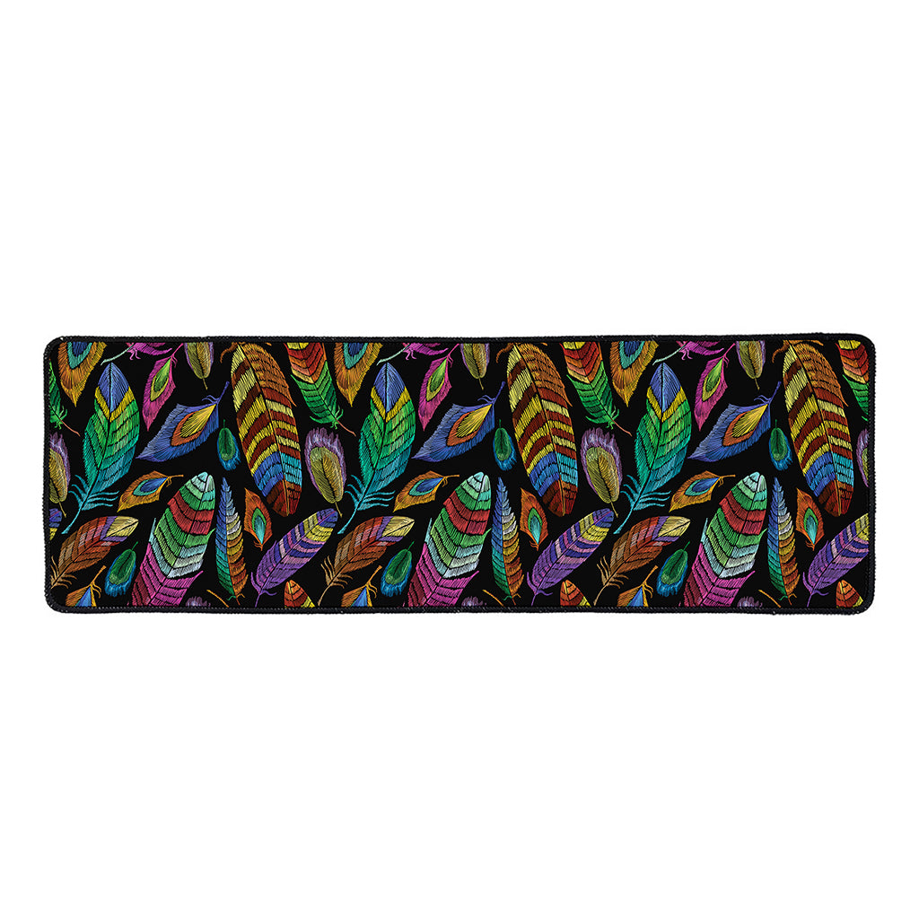 Bohemian Feather Pattern Print Long Kitchen Mat