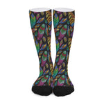 Bohemian Feather Pattern Print Long Socks