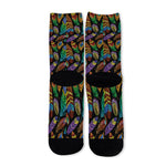 Bohemian Feather Pattern Print Long Socks