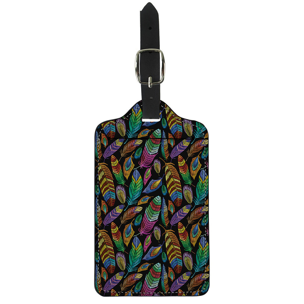 Bohemian Feather Pattern Print Luggage Tag