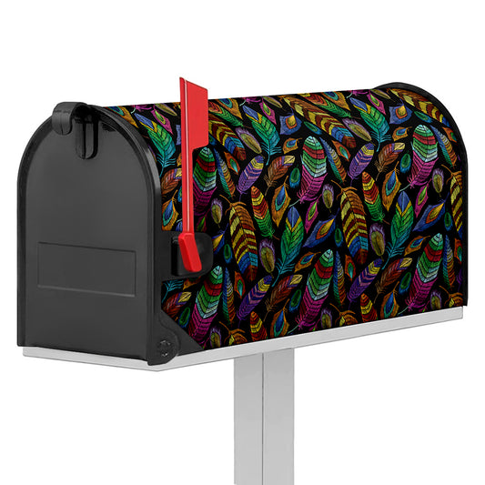 Bohemian Feather Pattern Print Mailbox Cover