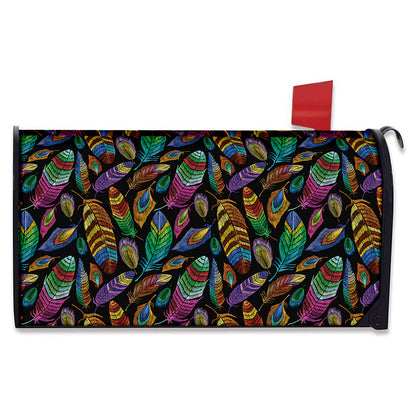 Bohemian Feather Pattern Print Mailbox Cover
