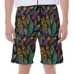 Bohemian Feather Pattern Print Men's Beach Shorts