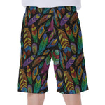 Bohemian Feather Pattern Print Men's Beach Shorts