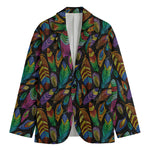 Bohemian Feather Pattern Print Men's Blazer