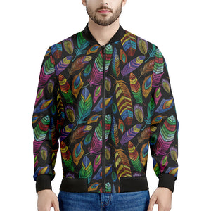 Bohemian Feather Pattern Print Men's Bomber Jacket