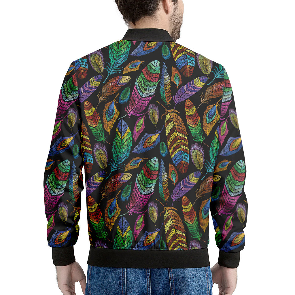 Bohemian Feather Pattern Print Men's Bomber Jacket