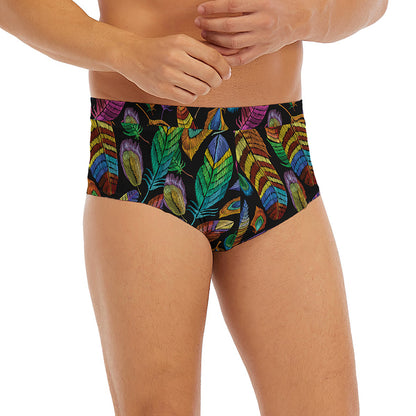 Bohemian Feather Pattern Print Men's Briefs
