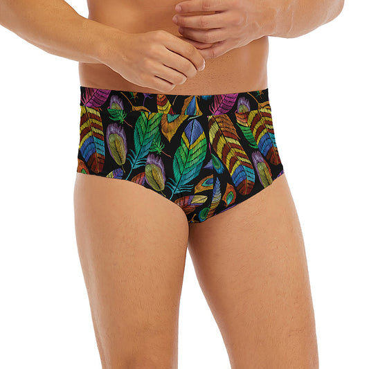 Bohemian Feather Pattern Print Men's Briefs