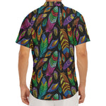 Bohemian Feather Pattern Print Men's Deep V-Neck Shirt