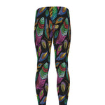 Bohemian Feather Pattern Print Men's leggings