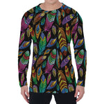 Bohemian Feather Pattern Print Men's Long Sleeve T-Shirt