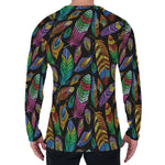 Bohemian Feather Pattern Print Men's Long Sleeve T-Shirt