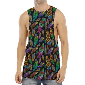 Bohemian Feather Pattern Print Men's Muscle Tank Top