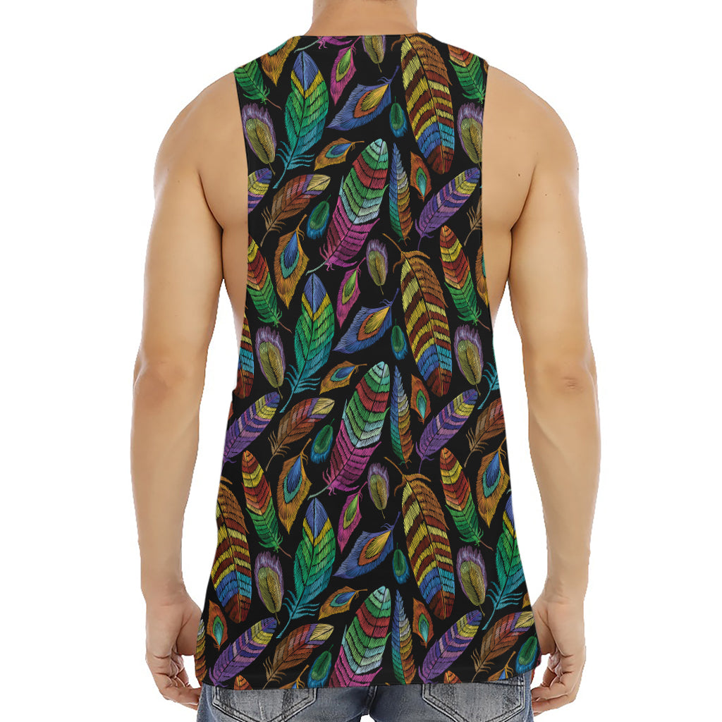 Bohemian Feather Pattern Print Men's Muscle Tank Top