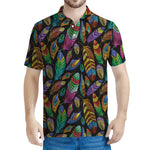 Bohemian Feather Pattern Print Men's Polo Shirt