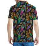 Bohemian Feather Pattern Print Men's Polo Shirt