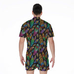 Bohemian Feather Pattern Print Men's Rompers