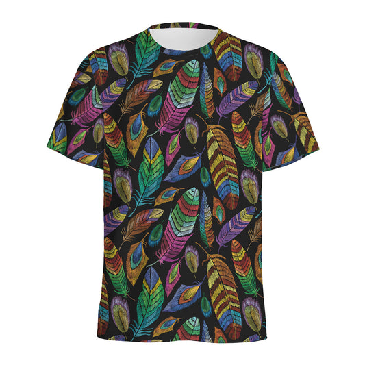 Bohemian Feather Pattern Print Men's Sports T-Shirt
