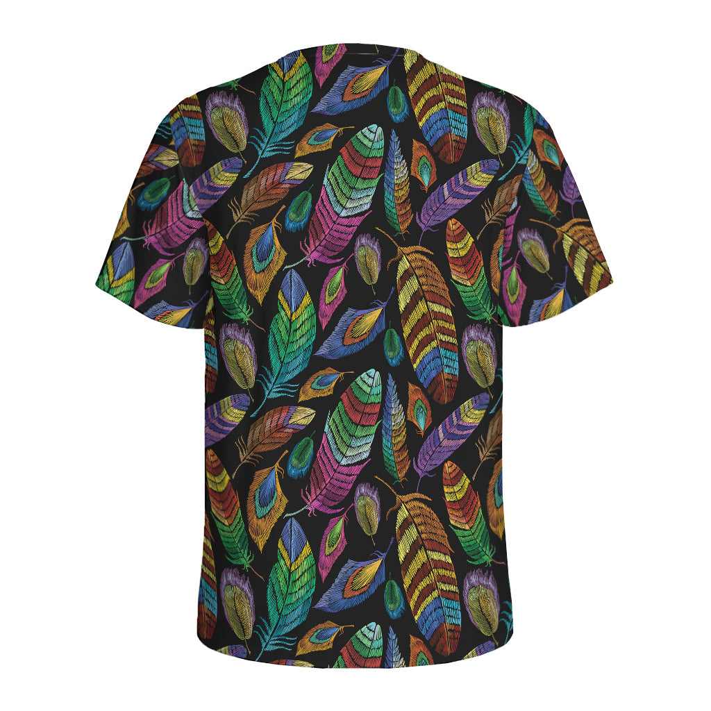 Bohemian Feather Pattern Print Men's Sports T-Shirt