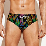Bohemian Feather Pattern Print Men's Swim Briefs