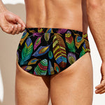 Bohemian Feather Pattern Print Men's Swim Briefs