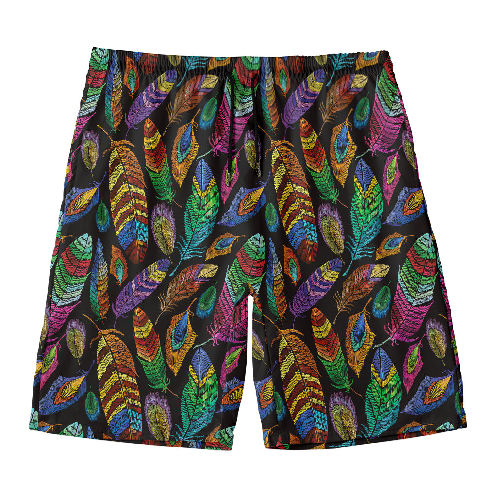 Bohemian Feather Pattern Print Men's Swim Trunks