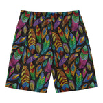 Bohemian Feather Pattern Print Men's Swim Trunks