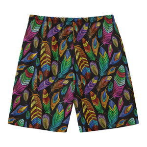 Bohemian Feather Pattern Print Men's Swim Trunks