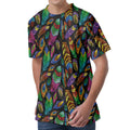 Bohemian Feather Pattern Print Men's Velvet T-Shirt