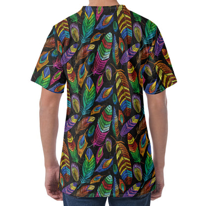 Bohemian Feather Pattern Print Men's Velvet T-Shirt