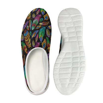 Bohemian Feather Pattern Print Mesh Casual Shoes