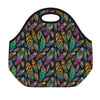 Bohemian Feather Pattern Print Neoprene Lunch Bag