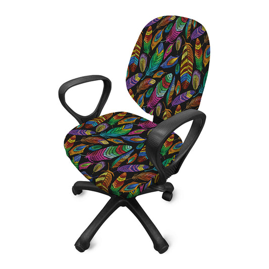 Bohemian Feather Pattern Print Office Chair Cover