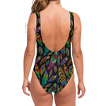 Bohemian Feather Pattern Print One Piece Swimsuit