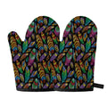 Bohemian Feather Pattern Print Oven Mitts