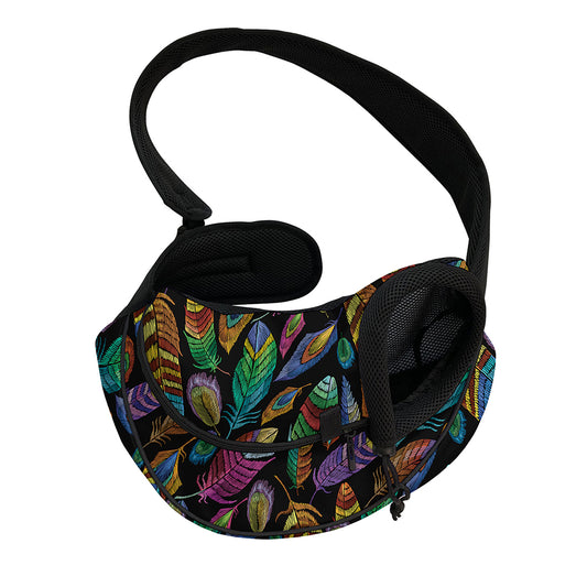 Bohemian Feather Pattern Print Pet Sling Carrier