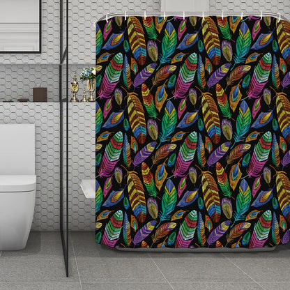 Bohemian Feather Pattern Print Polyester Shower Curtain