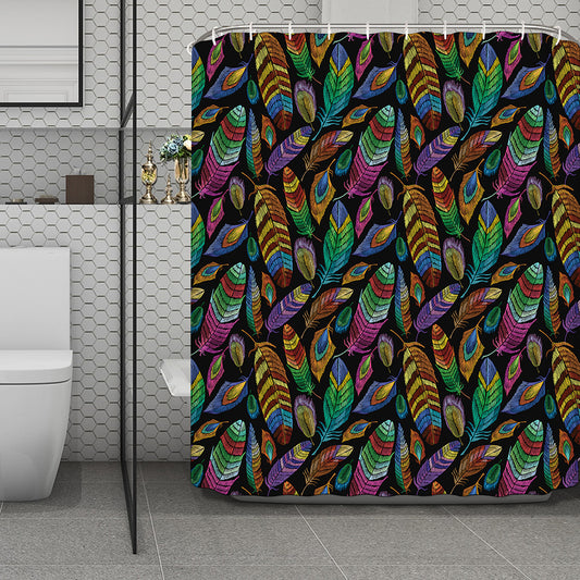 Bohemian Feather Pattern Print Polyester Shower Curtain