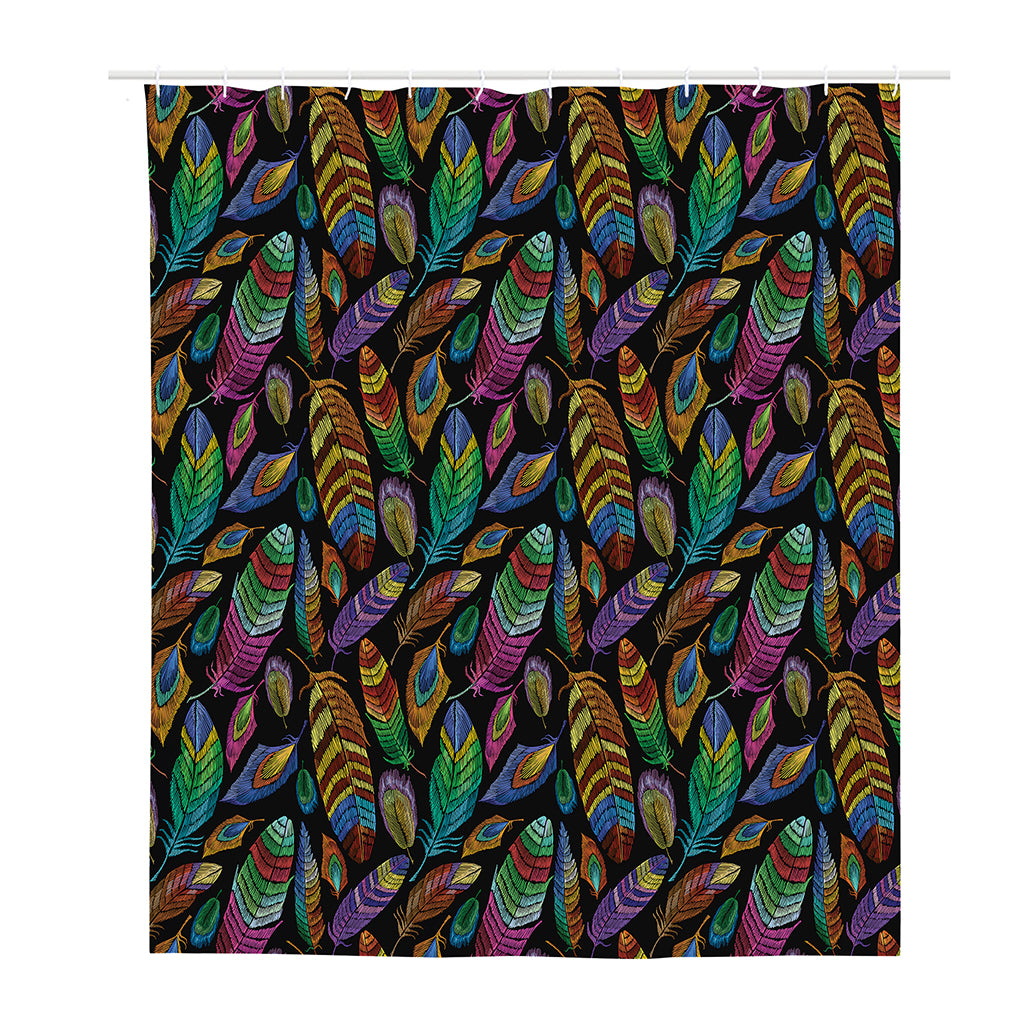Bohemian Feather Pattern Print Polyester Shower Curtain