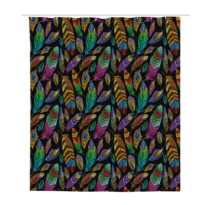 Bohemian Feather Pattern Print Polyester Shower Curtain
