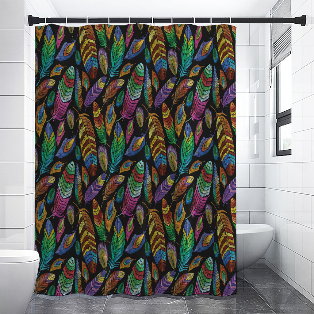 Bohemian Feather Pattern Print Premium Shower Curtain