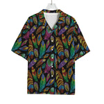 Bohemian Feather Pattern Print Rayon Hawaiian Shirt