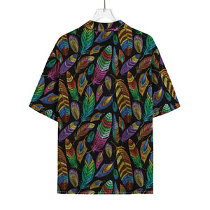 Bohemian Feather Pattern Print Rayon Hawaiian Shirt