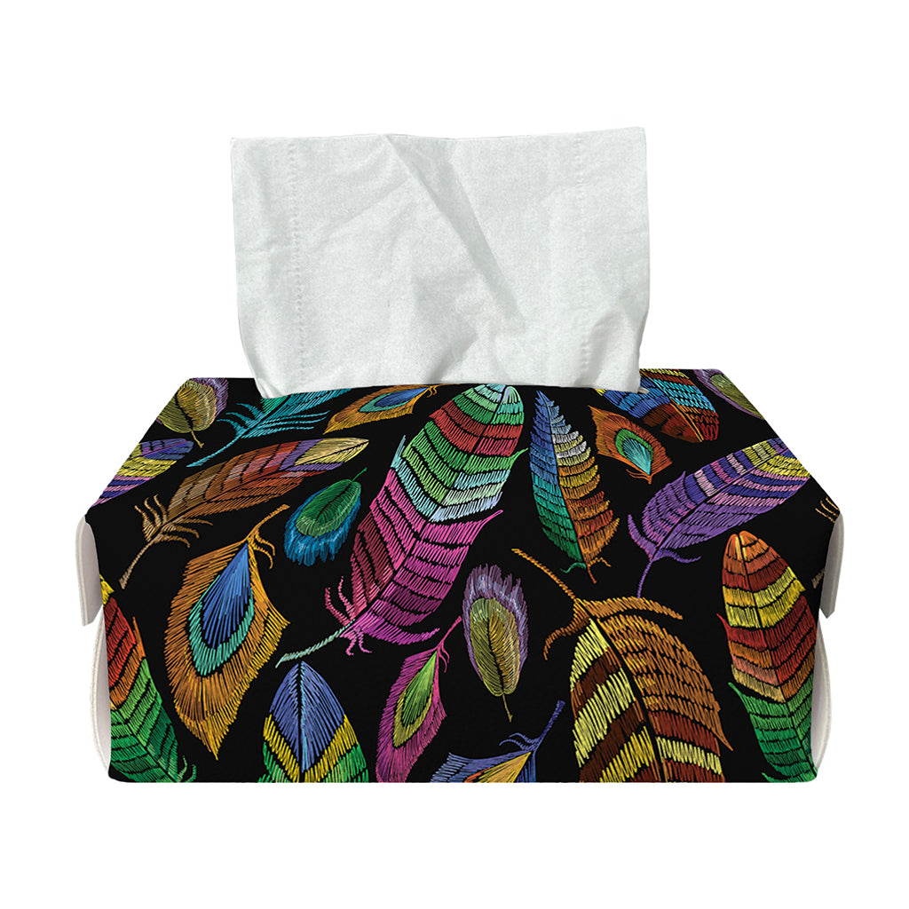 Bohemian Feather Pattern Print Rectangle Tissue Box Cover