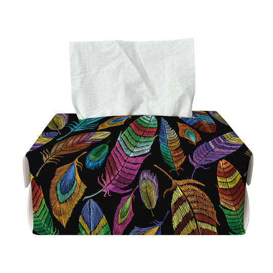 Bohemian Feather Pattern Print Rectangle Tissue Box Cover