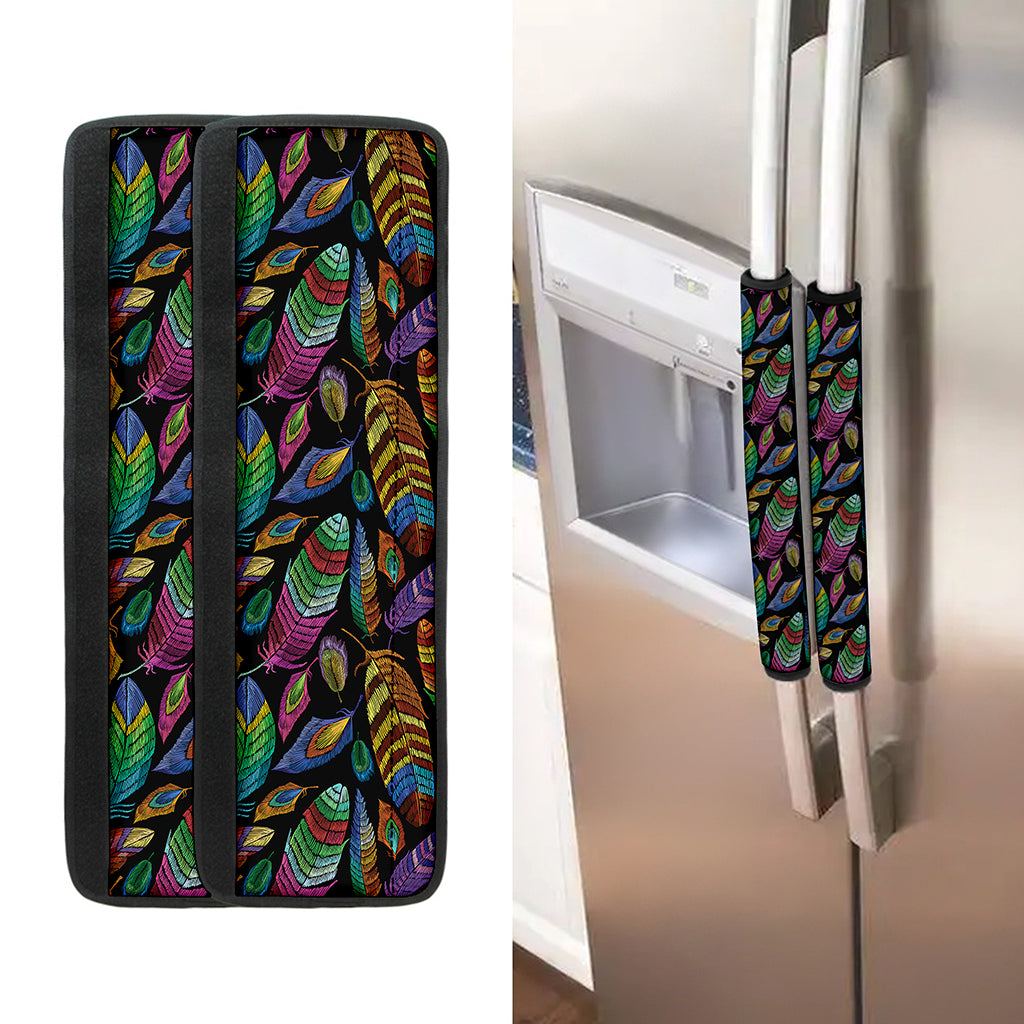 Bohemian Feather Pattern Print Refrigerator Handle Covers