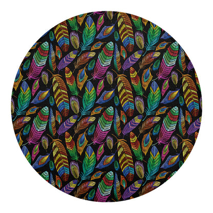 Bohemian Feather Pattern Print Round Blanket