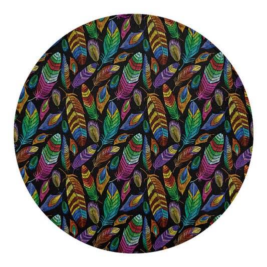 Bohemian Feather Pattern Print Round Blanket