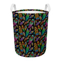 Bohemian Feather Pattern Print Round Laundry Basket